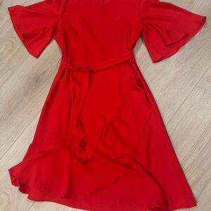 Who What Wear Vibrant Red Midi Dress